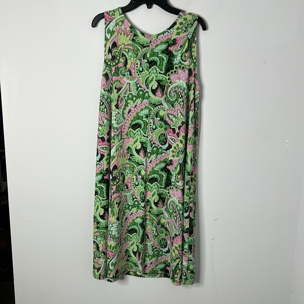 Clara Sun Woo Green Floral Paisley Sleeveless Jersey Dress - Picture 4 of 4